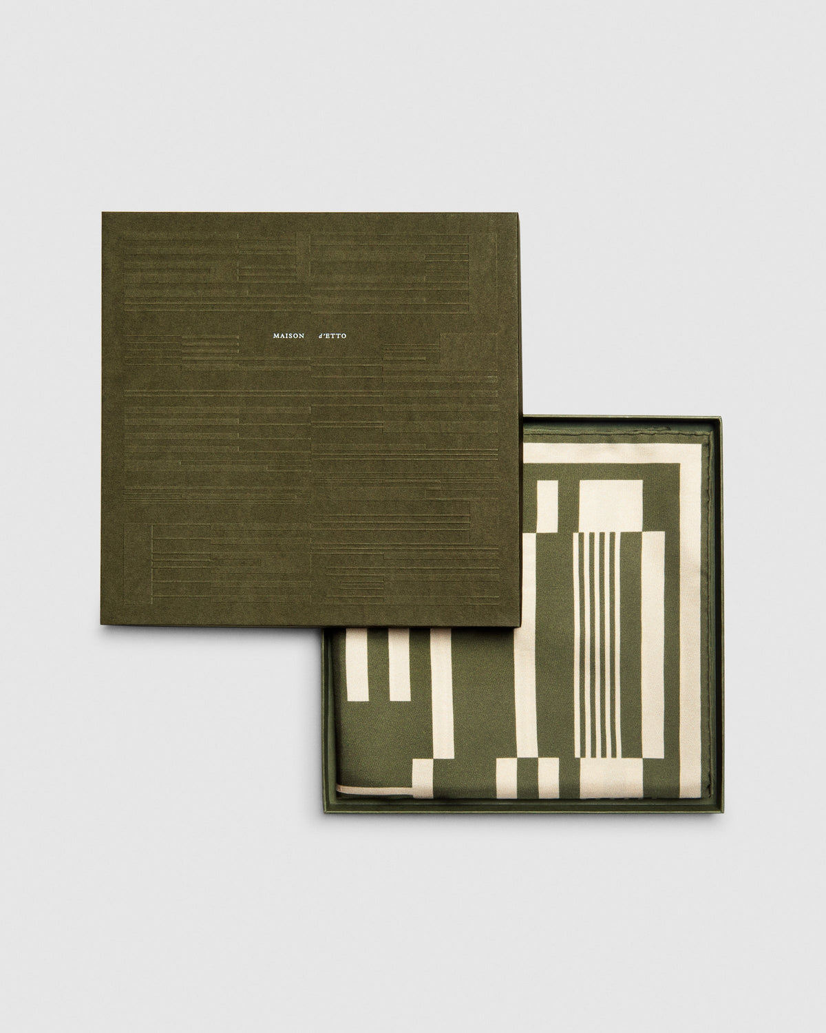 Maison d'Etto Moss Green Stable Scarf in box