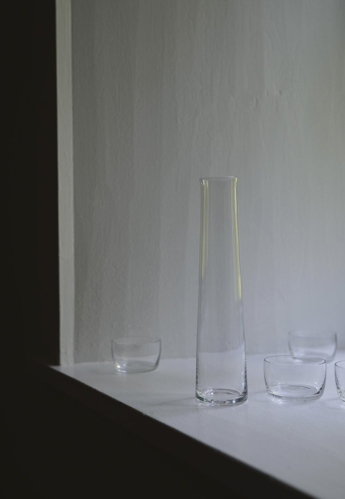 Deborah Ehrlich crystal sake set, carafe and cups