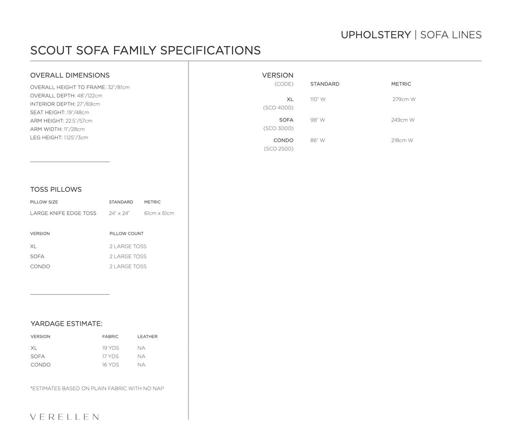 Scout Sofa specification sheet page 2