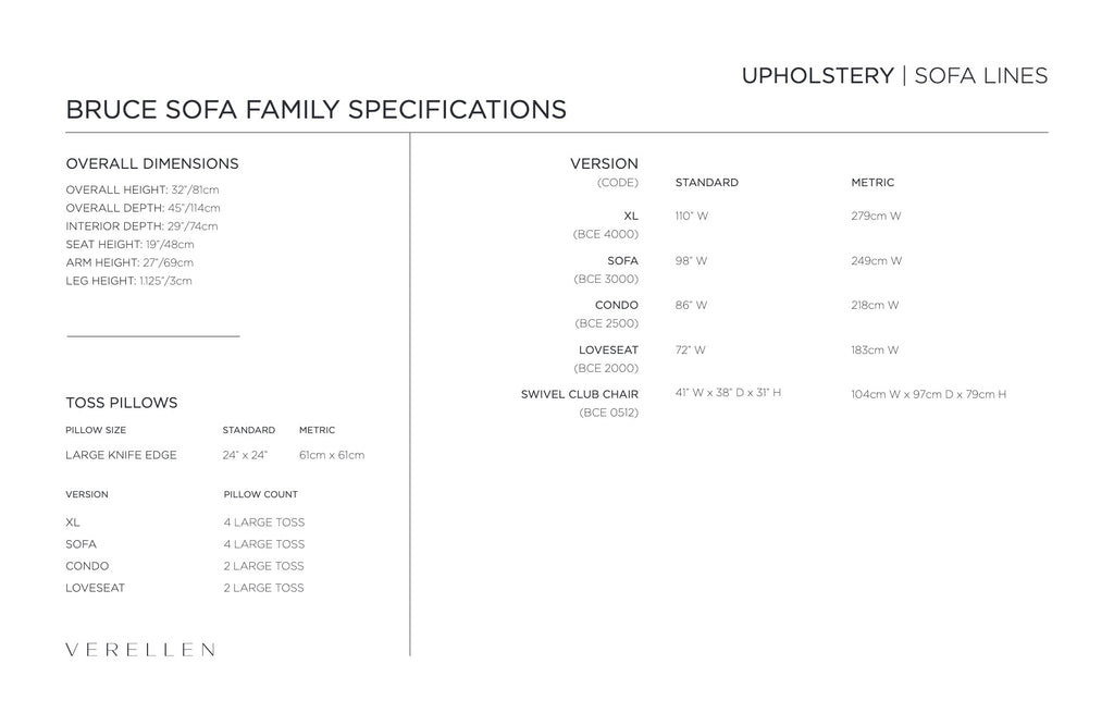 Bruce Sofa specification sheet page 2