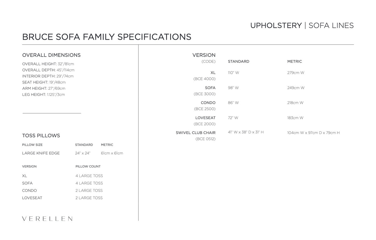 Bruce Sofa specification sheet page 2