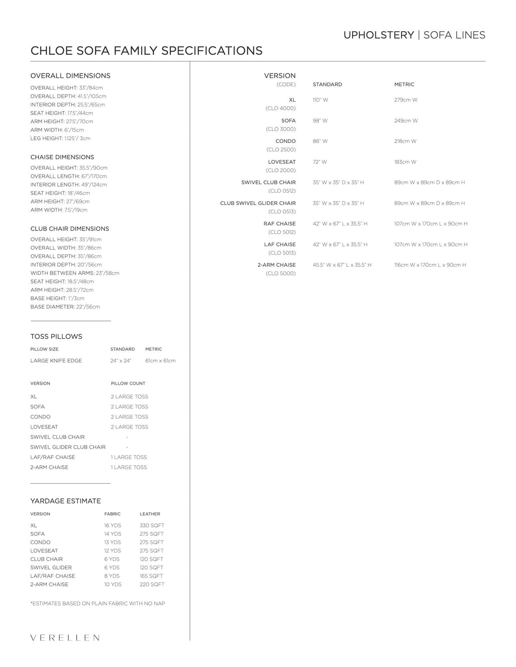 Chloe Swivel/Swivel Glider Club Chair specification sheet page 2
