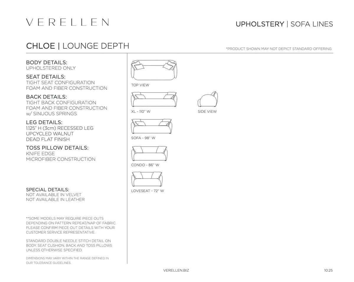 Chloe Chaise specification sheet page 3