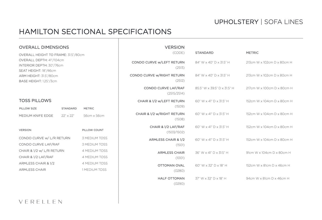 Hamilton Sofa specification sheet page 4