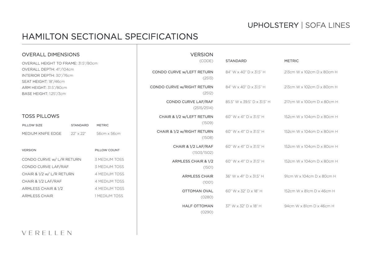 Hamilton Sofa specification sheet page 4