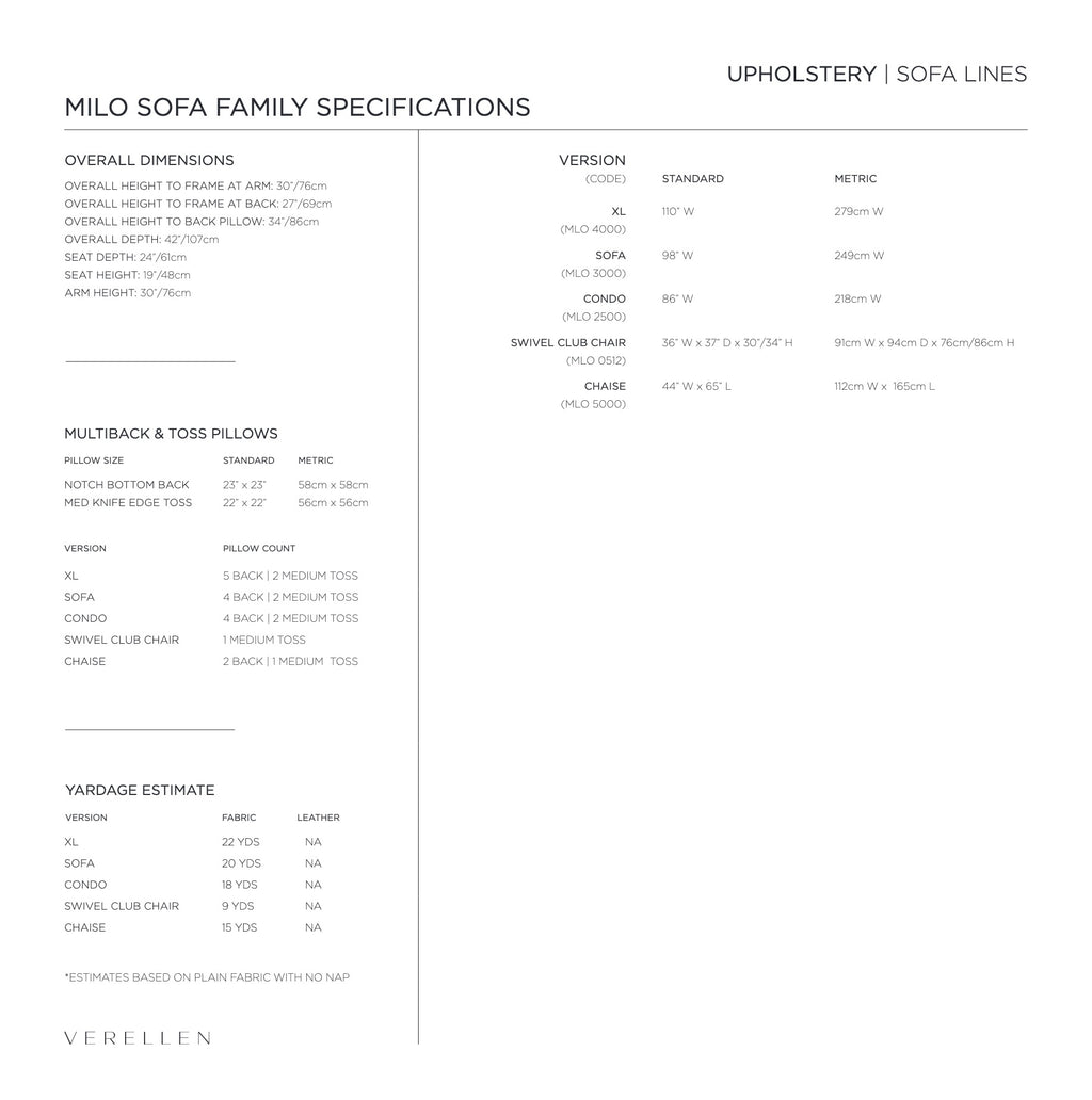 Milo Club Chair specification sheet page 2