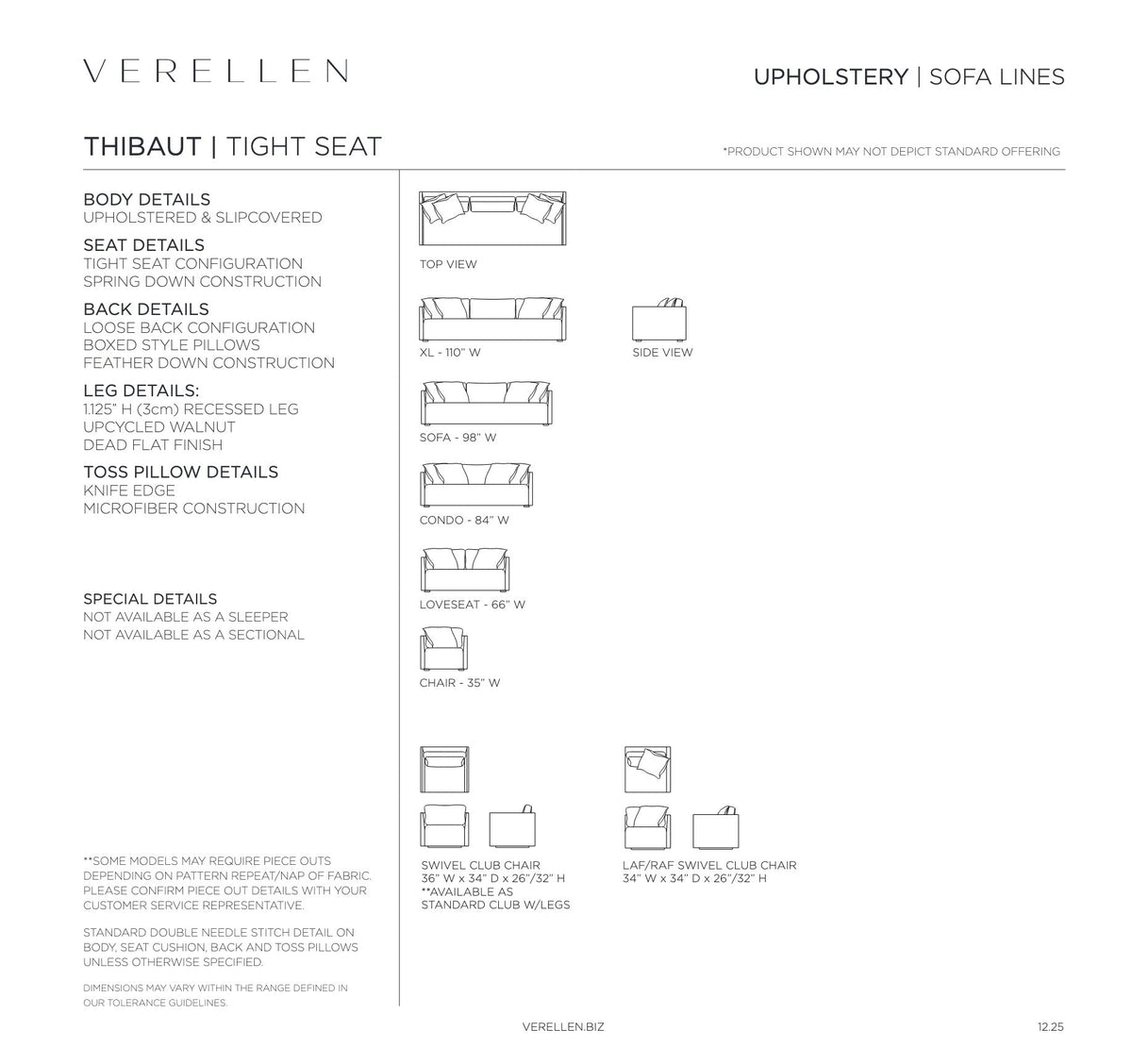 Thibaut Chair specification sheet page 1