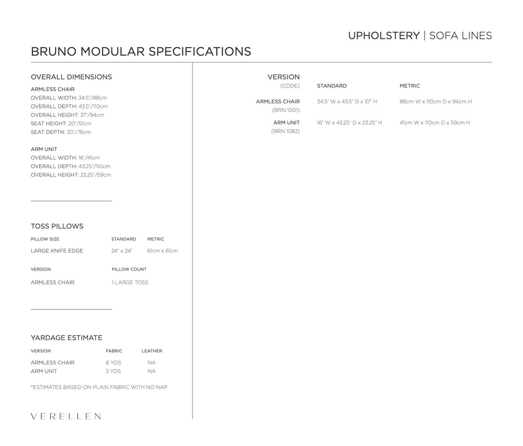 Bruno Sectional specification sheet page 2