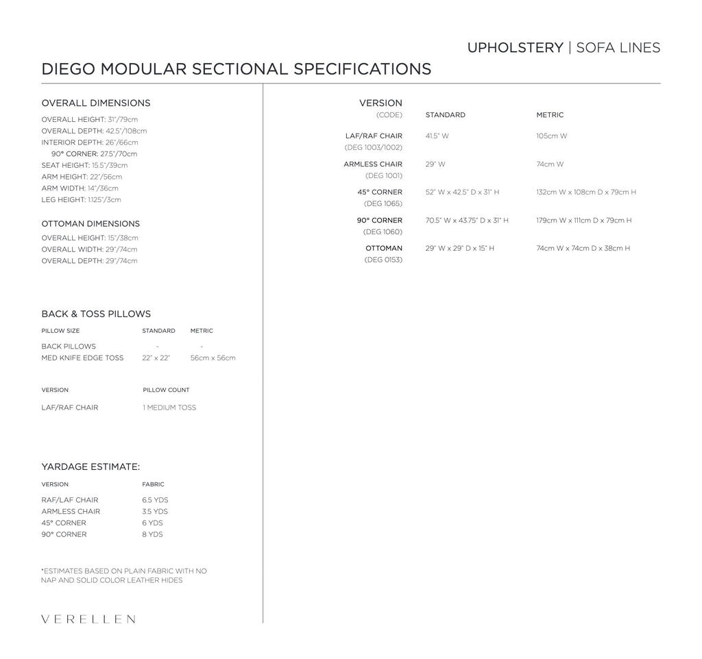 Diego Sectional specification sheet page 2