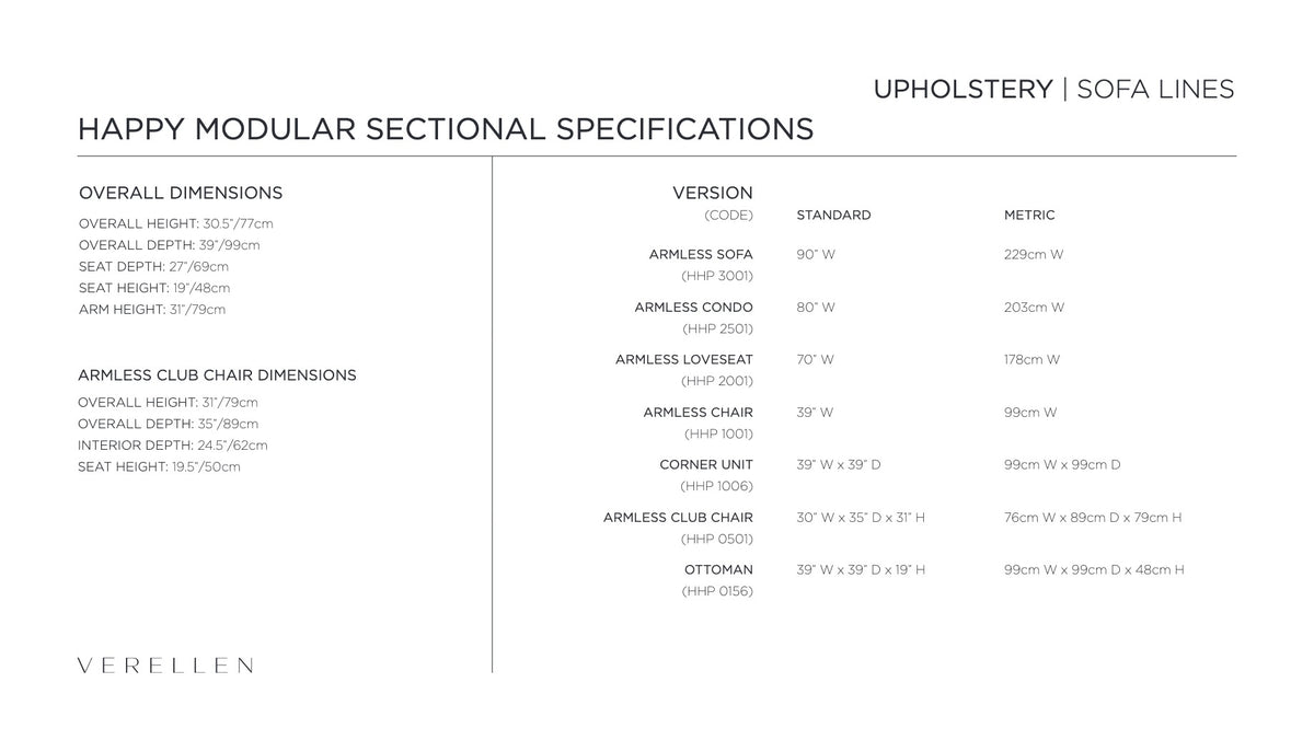 Happy Sectional specification sheet page 2