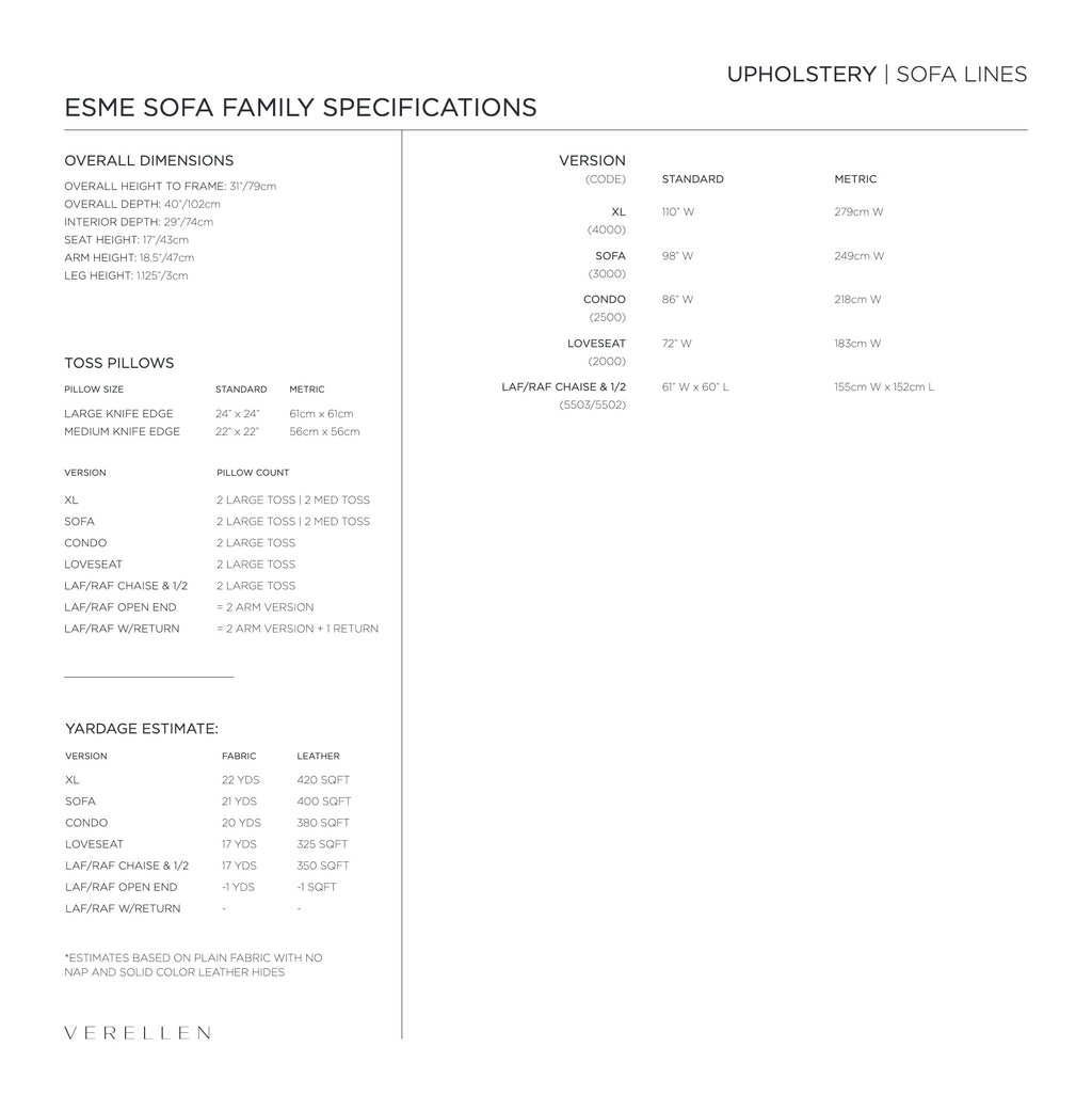 Esme Sectional specification sheet page 2