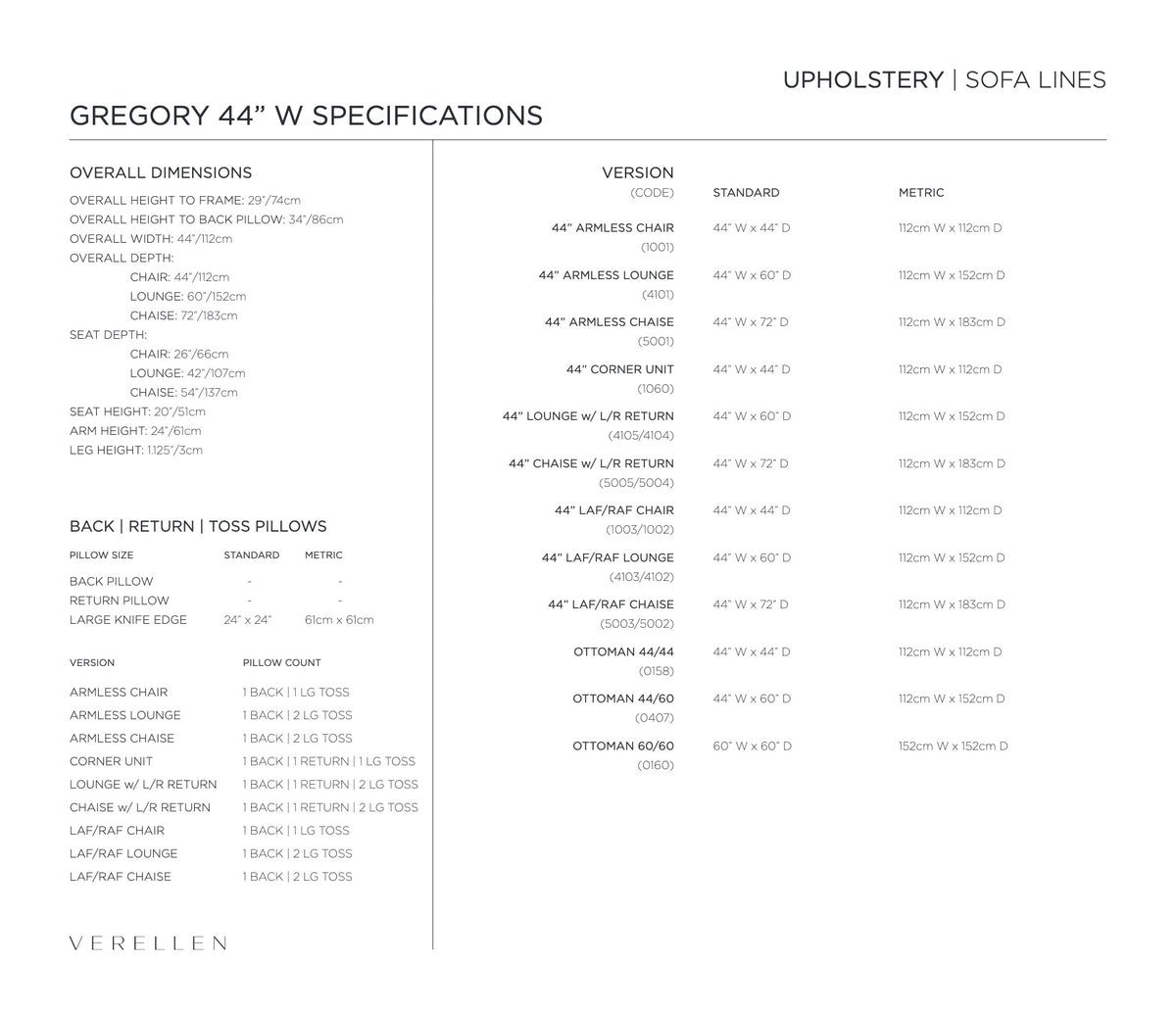 Gregory Sectional specification sheet page 2