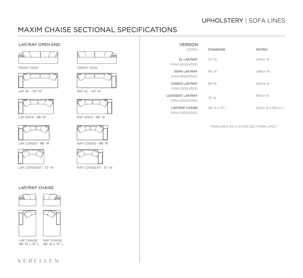 Maxim Sectional specification sheet page 3