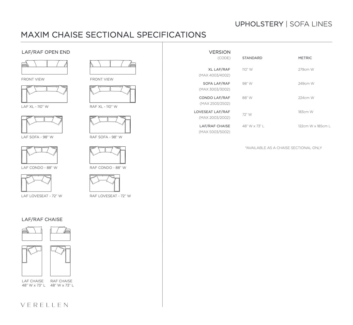 Maxim Sectional specification sheet page 3