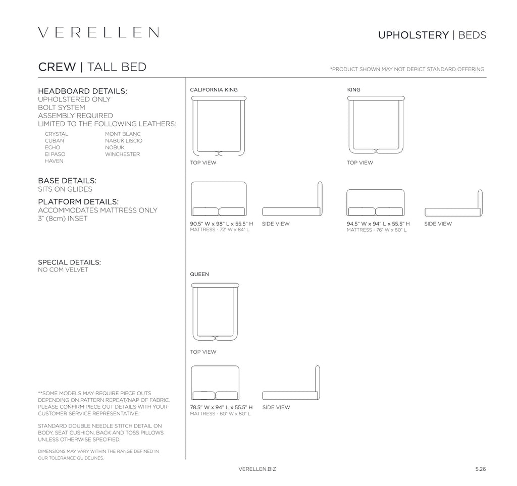 Crew Bed specification sheet page 1