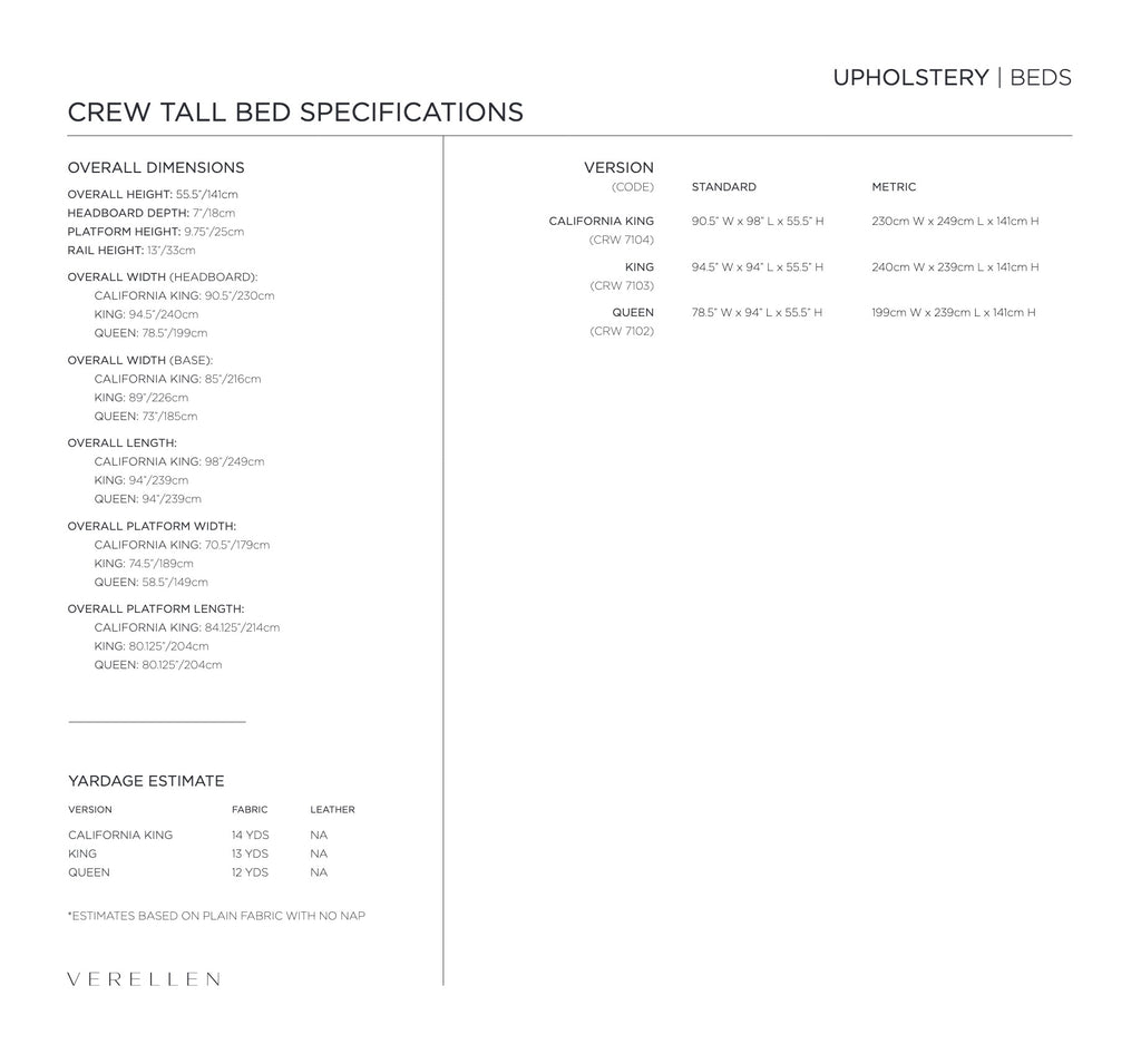Crew Bed specification sheet page 2