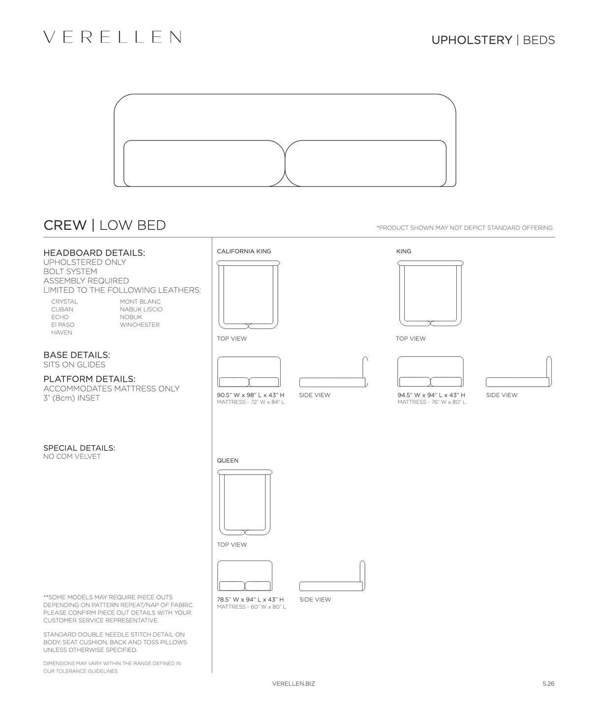 Crew Bed specification sheet page 3