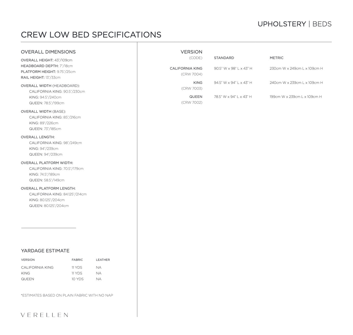 Crew Bed specification sheet page 4