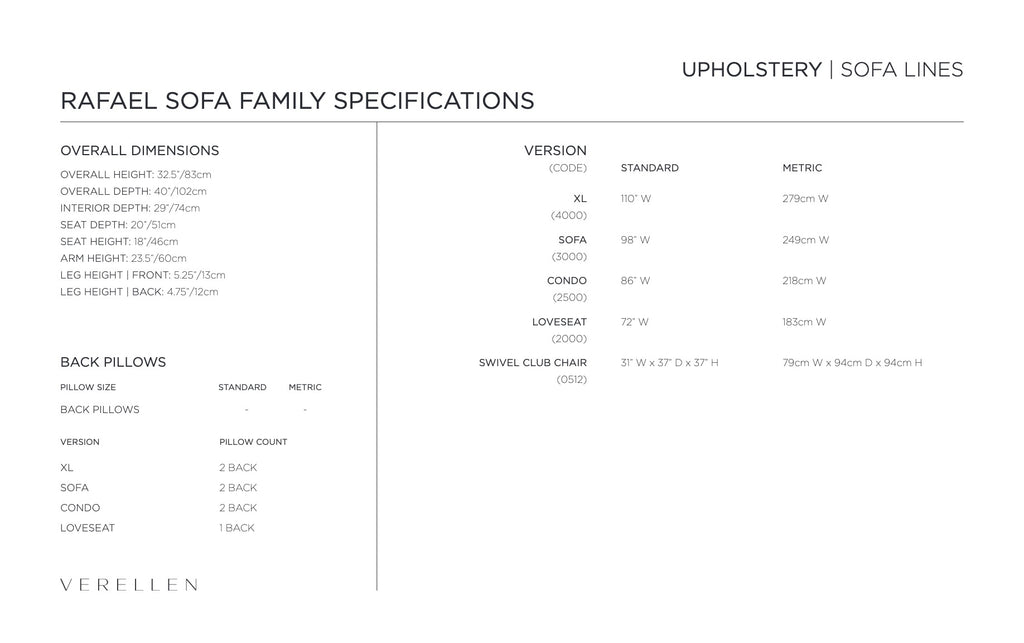 Rafael Swivel Club Chair specification sheet page 2