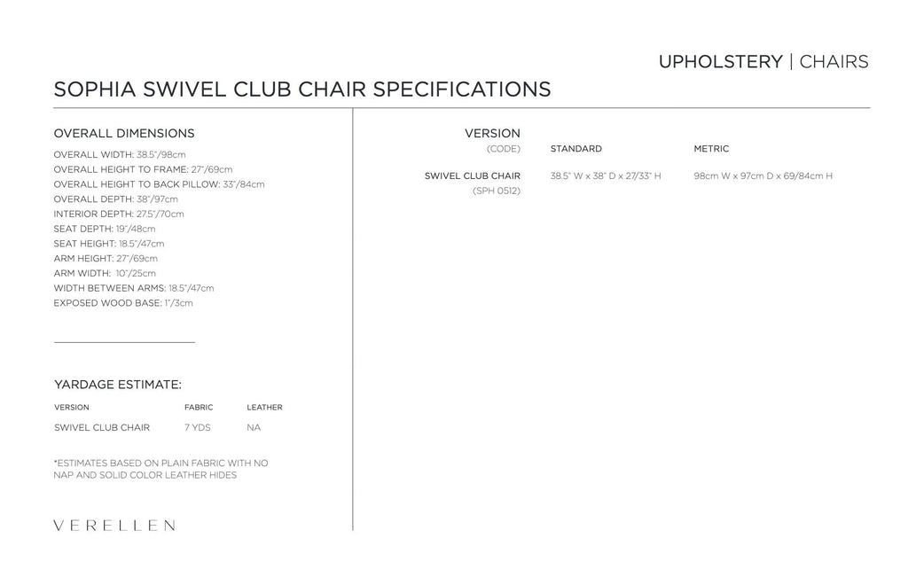 Sophia Sofa specification sheet page 2